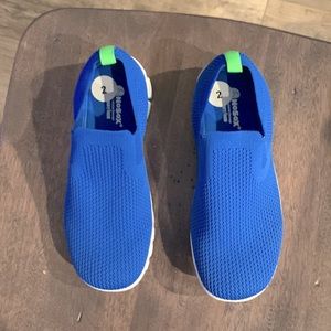 Blue slip on sneakers size 2 boys. Memory foam inside